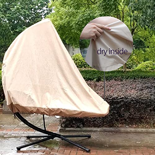 Patio Hanging Chaise Lounge Cover, 600D, Waterproof, Lounge Chair Cover 73 Inch Outdoor Curved Steel Hammock Swing Chair Cover Beige