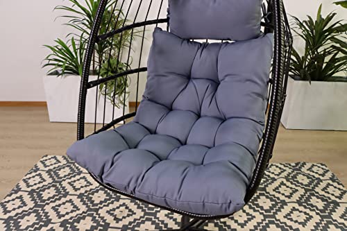 Avenlur Outdoor Patio Hanging Chair - Egg Chair with Stand, Indoor/Outdoor Hanging Chair for Patio Bedroom Balcony (Grey)