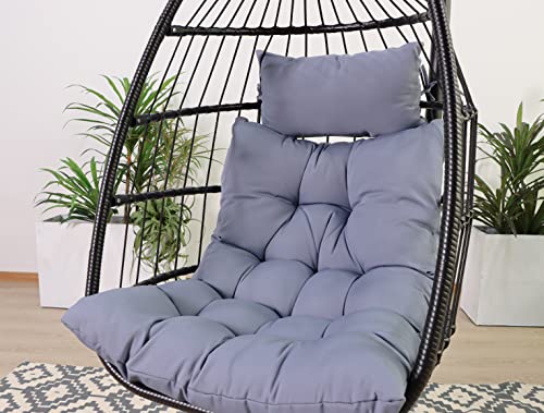 Avenlur Outdoor Patio Hanging Chair - Egg Chair with Stand, Indoor/Outdoor Hanging Chair for Patio Bedroom Balcony (Grey)