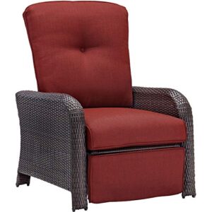 hanover strathmere outdoor luxury recliner, rich brown/crimson red