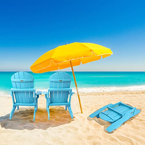 hOmeQomi Folding Adirondack Chair, All Weather Resistant Plastic Chair with Cup Holder, Fold or Unfold Easily in 1 Second, Outdoor Chairs for Patio, Garden, Backyard Deck, Lawn, Fire Pit - Lake Blue
