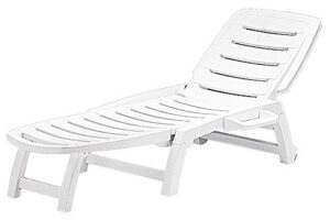 green boheme sun chair lounger, 3 position, white, 73″ long when flat, rolls folds deck pool backyard sea beach s6805bpf mfg in italy