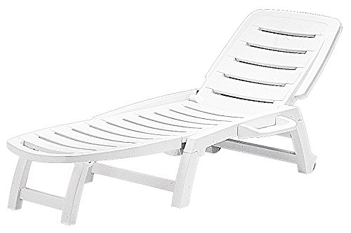 Green Boheme Sun Chair Lounger, 3 Position, White, 73" Long When Flat, Rolls Folds Deck Pool Backyard Sea Beach S6805BPF Mfg in Italy