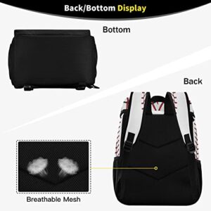 xigua Sport Stripe Baseball Cooler Backpack Leakproof Large Capacity Insulated Backpack Cooler Bag Lunch Bag for Work/Hiking/Camping/Beach/Fishing