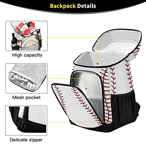 xigua Sport Stripe Baseball Cooler Backpack Leakproof Large Capacity Insulated Backpack Cooler Bag Lunch Bag for Work/Hiking/Camping/Beach/Fishing