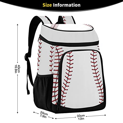 xigua Sport Stripe Baseball Cooler Backpack Leakproof Large Capacity Insulated Backpack Cooler Bag Lunch Bag for Work/Hiking/Camping/Beach/Fishing