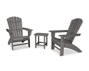 polywood nautical 3-piece curveback adirondack chair set with side table