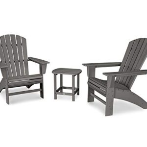 POLYWOOD Nautical 3-Piece Curveback Adirondack Chair Set with Side Table