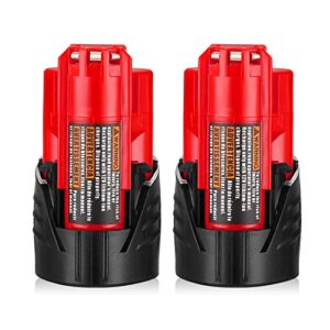babaka 2 packs 3.0ah m12 replacement battery for milwaukee 12v battery for xc 48-11-2411 48-11-2420 48-11-2401 48-11-2402,48-11-2430,48-11-2440,48-11-2460, 48-11-2412 cordless tools batteries