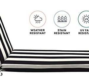 Honeycomb Outdoor Cabana Stripe Black & Ivory Chaise Lounge Cushion: Recycled Fiberfill, Weather Resistant, Reversible, Comfortable and Stylish Patio Cushion: 22.5" W x 70" L x 3.5” T