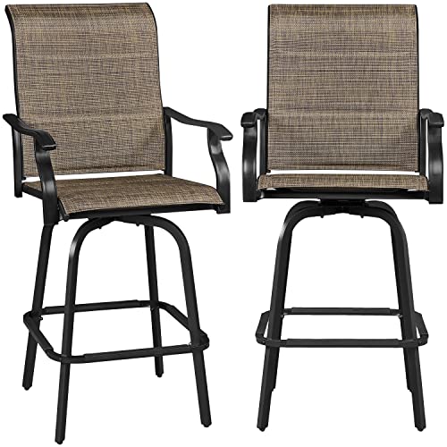 Yaheetech Patio Stools Outdoor Swivel Bar Chairs, All Weather Bar Height Chairs Set of 2, Patio Furniture Set for Yard Pool Garden