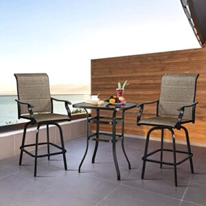 Yaheetech Patio Stools Outdoor Swivel Bar Chairs, All Weather Bar Height Chairs Set of 2, Patio Furniture Set for Yard Pool Garden