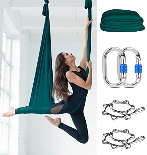 Orbsoul Deluxe Yoga Hammock (Grand Size 5.5 Yards) Includes Premium Aerial Nylon Silks, Certified Rigging Hardware & Easy Set-Up Guide