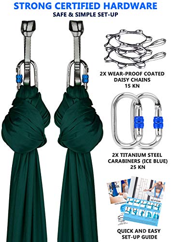 Orbsoul Deluxe Yoga Hammock (Grand Size 5.5 Yards) Includes Premium Aerial Nylon Silks, Certified Rigging Hardware & Easy Set-Up Guide