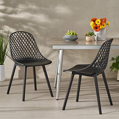 Christopher Knight Home Delora Outdoor Dining Chair (Set of 2), Black