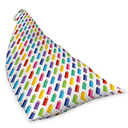 Lunarable Science Lounger Chair Bag, Illustration of Colorful Pencils in Repeated Pattern on Plain Background, High Capacity Storage with Handle Container, Lounger Size, Multicolor
