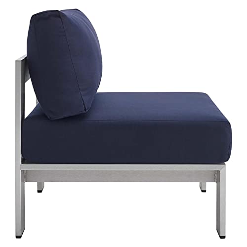 Modway EEI-4227-SLV-NAV Shore SunbrellaPatio Chair in Silver Navy