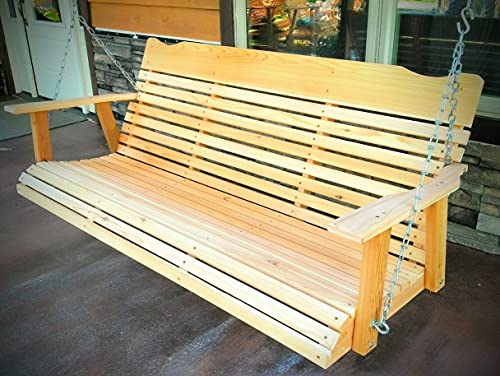 Kilmer Creek 5 Foot Natural Cedar Porch Swing, Amish Crafted, Includes Chain & Springs