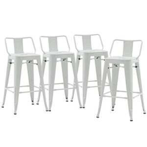yongqiang 30 inch metal bar stools set of 4 indoor outdoor bar height stools with back kitchen dining bar chairs white