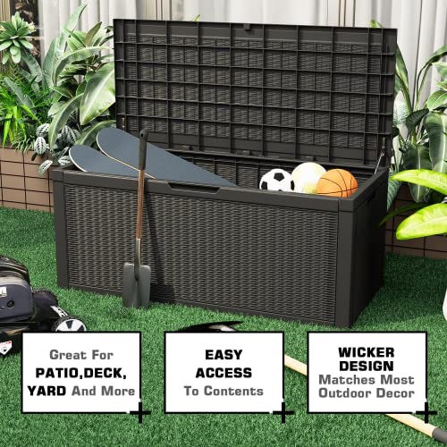 Outdoor All-Weather 100 Gallon Resin Deck Box, Black~HTAG547
