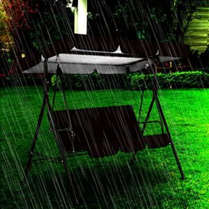Lucitingfinil Patio Canopy Swing Cover Outdoor Swing Canopy Replacement Waterproof UV Resistant Durable Removable Swing Cover with Swing Chair Cover (No Steel Frame) (76.7 X 49.2 X 5.9, Coffee)