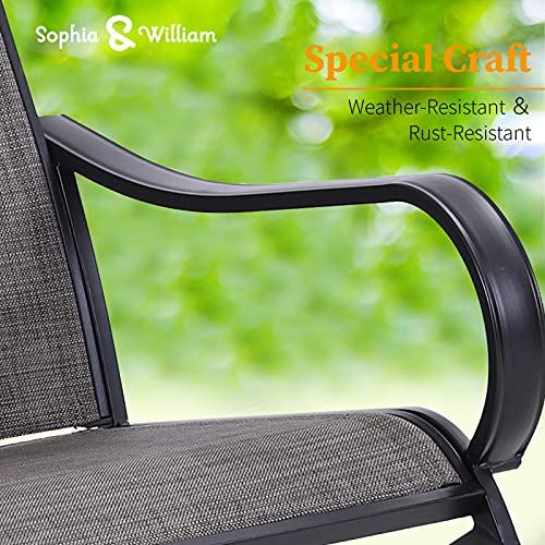 Sophia & William Patio Chairs Outdoor Swivel Dining Chairs Textilene Outdoor Furniture Chairs 6 Pieces for Lawn Garden Backyard Weather Resistant-Black Frame