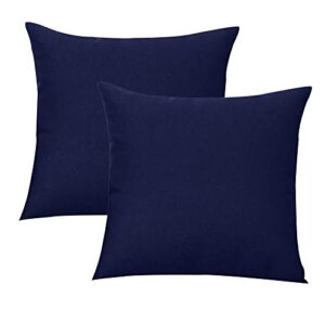 augld 2pack outdoor/indoor throw pillow cover, waterproof solid pillow case navy 18″x18″