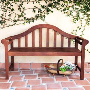 Teal Island Designs Concorde 53" Wide Dark Natural Acacia Wood Outdoor Bench