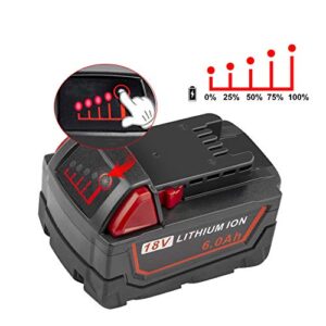 TREE.NB M18 18V 6000mAh Lithium Battery Replacement for Milwaukee M18 Battery 48-11-1815 48-11-1840 48-11-1841 48-11-1850 48-11-1852 48-11-1820 48-11-1822 48-11-1828, M18 Lithium XC Battery (2 Packs)