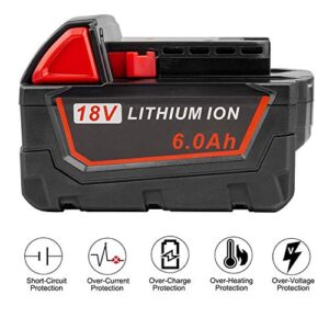 TREE.NB M18 18V 6000mAh Lithium Battery Replacement for Milwaukee M18 Battery 48-11-1815 48-11-1840 48-11-1841 48-11-1850 48-11-1852 48-11-1820 48-11-1822 48-11-1828, M18 Lithium XC Battery (2 Packs)