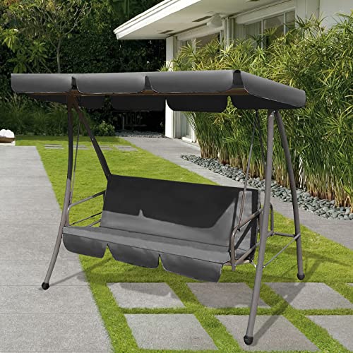 Outdoor Swing Cushion Cover Replacement Waterproof Patio Swing Seat Cover for 3 Seat Outdoor Swing Chair Cushion Cover 150X50X10CM Grey