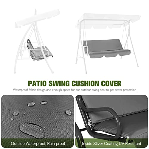 Outdoor Swing Cushion Cover Replacement Waterproof Patio Swing Seat Cover for 3 Seat Outdoor Swing Chair Cushion Cover 150X50X10CM Grey