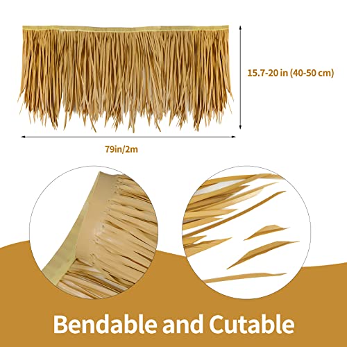 KoKoWill Mexican Style Straw Roof Thatch – 79” x 20” Artificial Palm Thatch Rolls Tiki Bar Hut Grass Duck Boat Blinds Grass Runner Palapa Thatch Roofing for Garden Patio Decoration