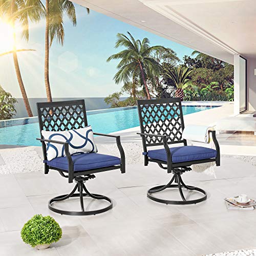 LOKATSE HOME Patio Swivel Rocker Chairs Furniture Metal Outdoor Dining Chairs with Cushion Set of 2