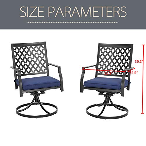 LOKATSE HOME Patio Swivel Rocker Chairs Furniture Metal Outdoor Dining Chairs with Cushion Set of 2