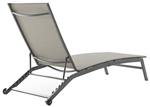 Crosley Furniture CO6310MB-LG Weaver Outdoor Sling Chaise Lounge, Matte Black/Light Gray