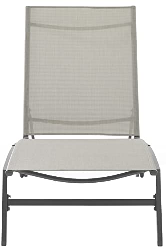 Crosley Furniture CO6310MB-LG Weaver Outdoor Sling Chaise Lounge, Matte Black/Light Gray