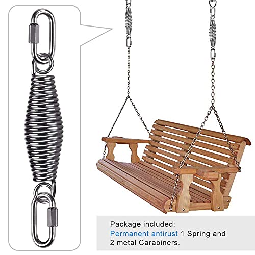 Heavy Duty Swing Spring for Hammock Chair, Porch Swing, Hammock Stands, Heavy Bag Mount, Innovative Conical Shape & Double Closed Ring Design Up to 400lbs, w/Locking Carabiners SELEWARE