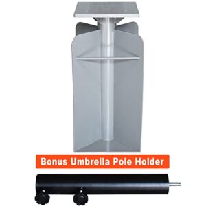 EliteShade USA In-ground Umbrella Base Stand Umbrella Holder for Both Offset Cantilever Umbrella and Middle Pole Patio Umbrella, Silver, Bonus Umbrella Pole Holder