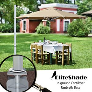 EliteShade USA In-ground Umbrella Base Stand Umbrella Holder for Both Offset Cantilever Umbrella and Middle Pole Patio Umbrella, Silver, Bonus Umbrella Pole Holder