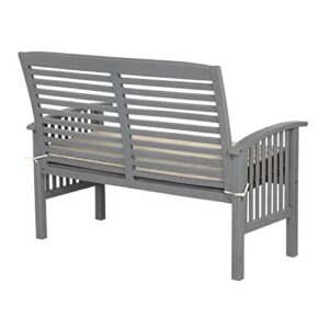 Walker Edison Rendezvous Modern Solid Acacia Wood Patio Loveseat with Cushions, 47 Inch, Grey Wash