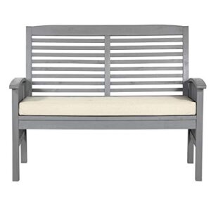 Walker Edison Rendezvous Modern Solid Acacia Wood Patio Loveseat with Cushions, 47 Inch, Grey Wash