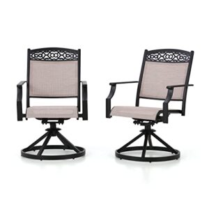 sophia & william patio chairs set of 2 patio swivel dining chairs aluminum frame bistro rocker chairs with durable textilene cast aluminum modern back all weather patio furniture for garden yard beige