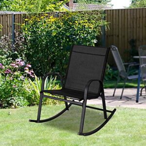 dreamo outdoor patio rocking chair portable rocker seating metal black