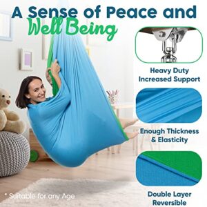 Sensory Swing for Kids Indoor Outdoor & 360° Hardware - Calming Sensory Joy Swing for Kids & Adults up to 220 LB - Helps with ADHD/ADD, Autism, Sensory Processing Disorder - Reversible Therapy Swing