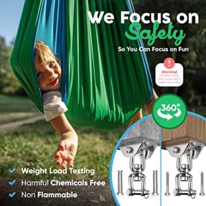 Sensory Swing for Kids Indoor Outdoor & 360° Hardware - Calming Sensory Joy Swing for Kids & Adults up to 220 LB - Helps with ADHD/ADD, Autism, Sensory Processing Disorder - Reversible Therapy Swing