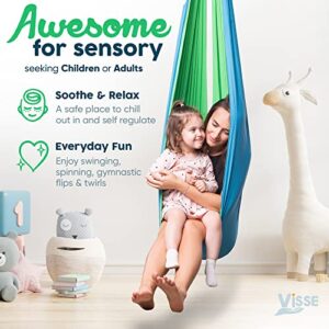 Sensory Swing for Kids Indoor Outdoor & 360° Hardware - Calming Sensory Joy Swing for Kids & Adults up to 220 LB - Helps with ADHD/ADD, Autism, Sensory Processing Disorder - Reversible Therapy Swing