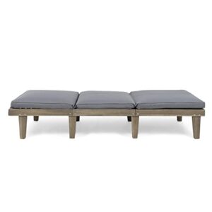 Christopher Knight Home Alisa Outdoor Acacia Wood Chaise Lounge (Set of 2), Grey Finish/Dark Grey Cushion