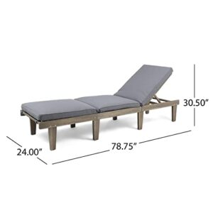 Christopher Knight Home Alisa Outdoor Acacia Wood Chaise Lounge (Set of 2), Grey Finish/Dark Grey Cushion