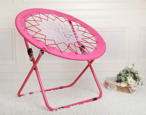 Camp Field Camping and Room Bungee Folding Dish Chair for Room Garden and Outdoor (Pink)
